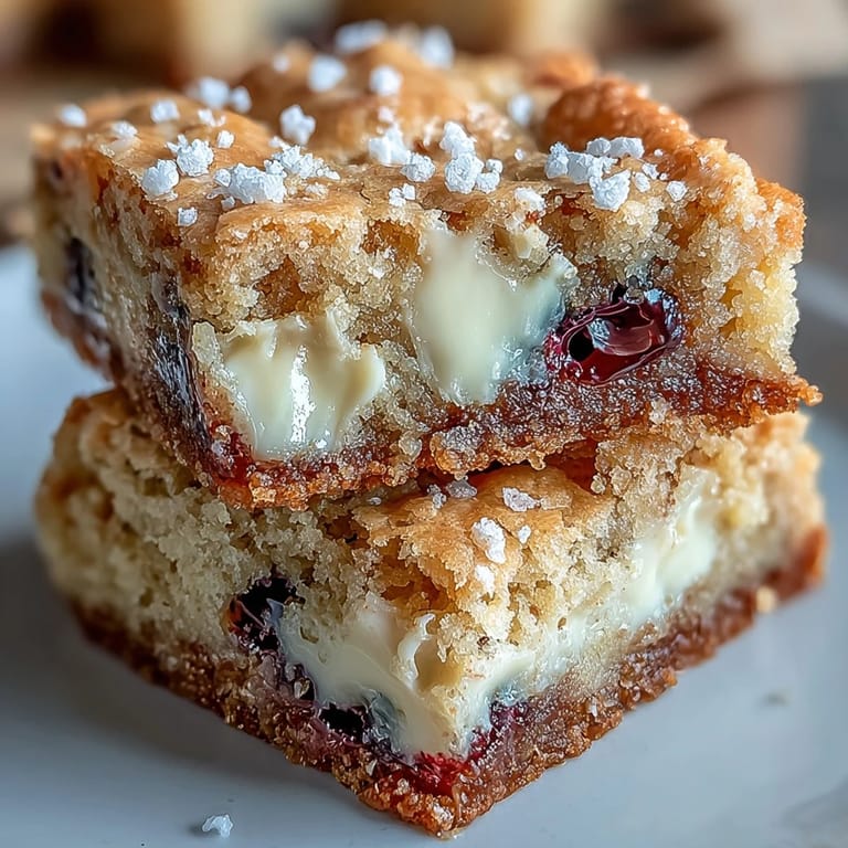 Tangy lemon and sweet white chocolate unite in these baked blueberry blondies.