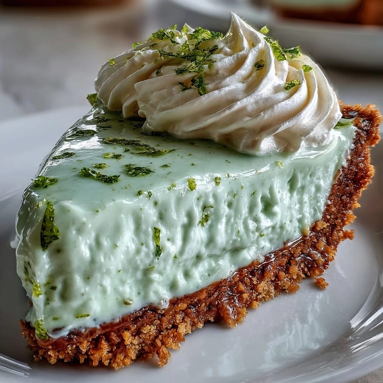 Zesty no-bake key lime pie on a buttery graham cracker base, ready to serve.