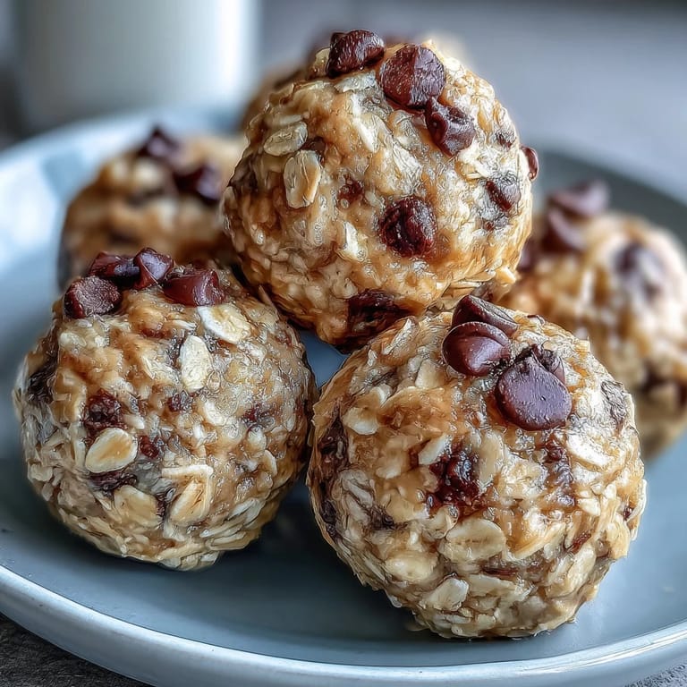 Photo of finished {{Snack-Sized Protein Balls with Peanut Butter and Oats}} ready to 