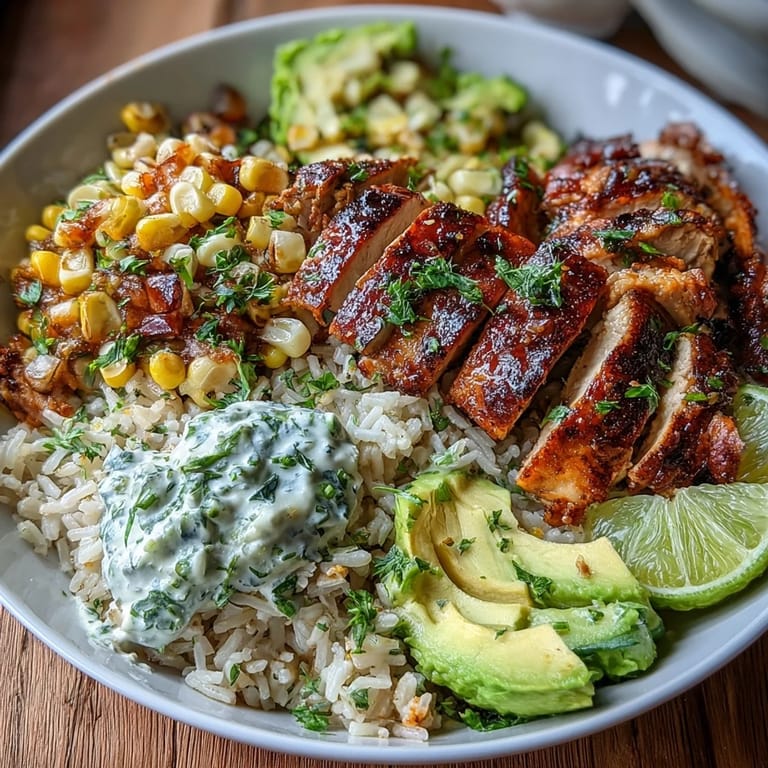 Generously topped Street Corn Chicken Rice Bowls bursting with color and lime.