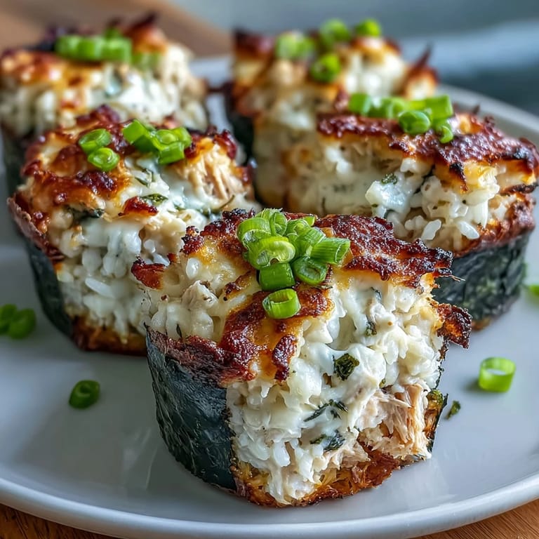 Delectable Canned Tuna Sushi Bake Cups, a savory and crisp rice and tuna delight.