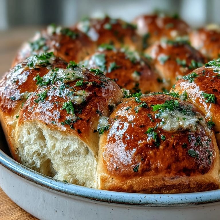 Deliciously soft pumpkin garlic butter dinner rolls baked to a perfect golden brown.