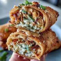 Crispy spring rolls stuffed with fresh vegetables and vermicelli, served with a creamy peanut dipping sauce. Golden and crunchy appetizer perfect for sharing.