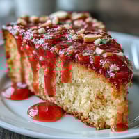 Blood Orange Polenta Cake with glossy pink glaze and fresh citrus slices on top.