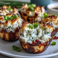 Golden baked Canned Tuna Sushi Bake Cups topped with melted cheese.